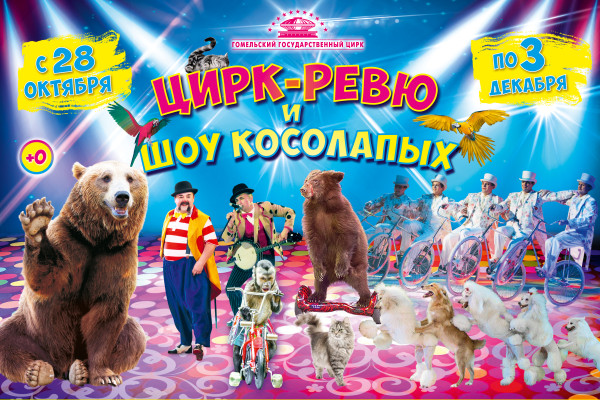 В Гомельском госцирке с 28 октября  по 3 декабря 2017 г. :  Цирк-ревю и шоу косолапых